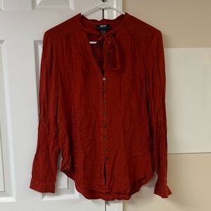 Maeve by Anthropologie Button Down Blouse Tie Neck